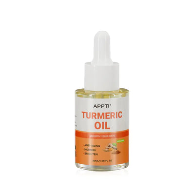 Turmeric Skincare Set - APPTI Turmeric Oil in dropper bottle for anti-aging and nourishing skin.