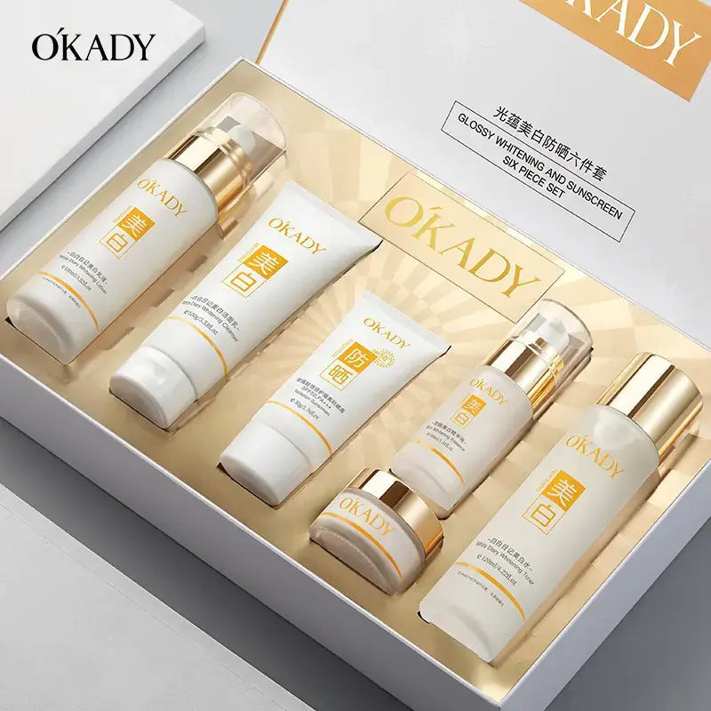 Skincare Set with Yeast and Peptide Caviar in elegant packaging featuring multiple skincare products for radiant skin.