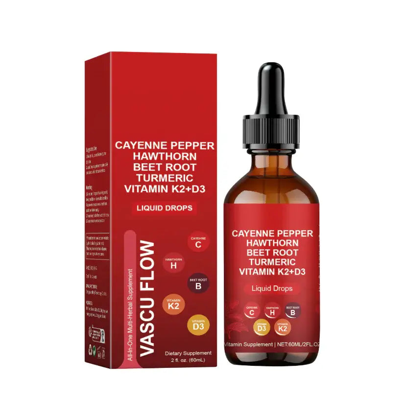 Pepper Vitality Body Care Drops in a dropper bottle with a colorful packaging highlighting natural ingredients.