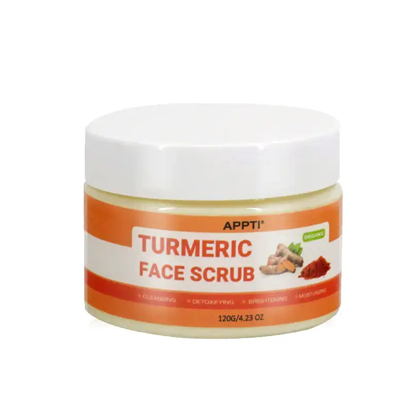 Turmeric Skincare Set | Natural Glow for Radiant Skin - APPTI Turmeric Face Scrub in a 120g container.
