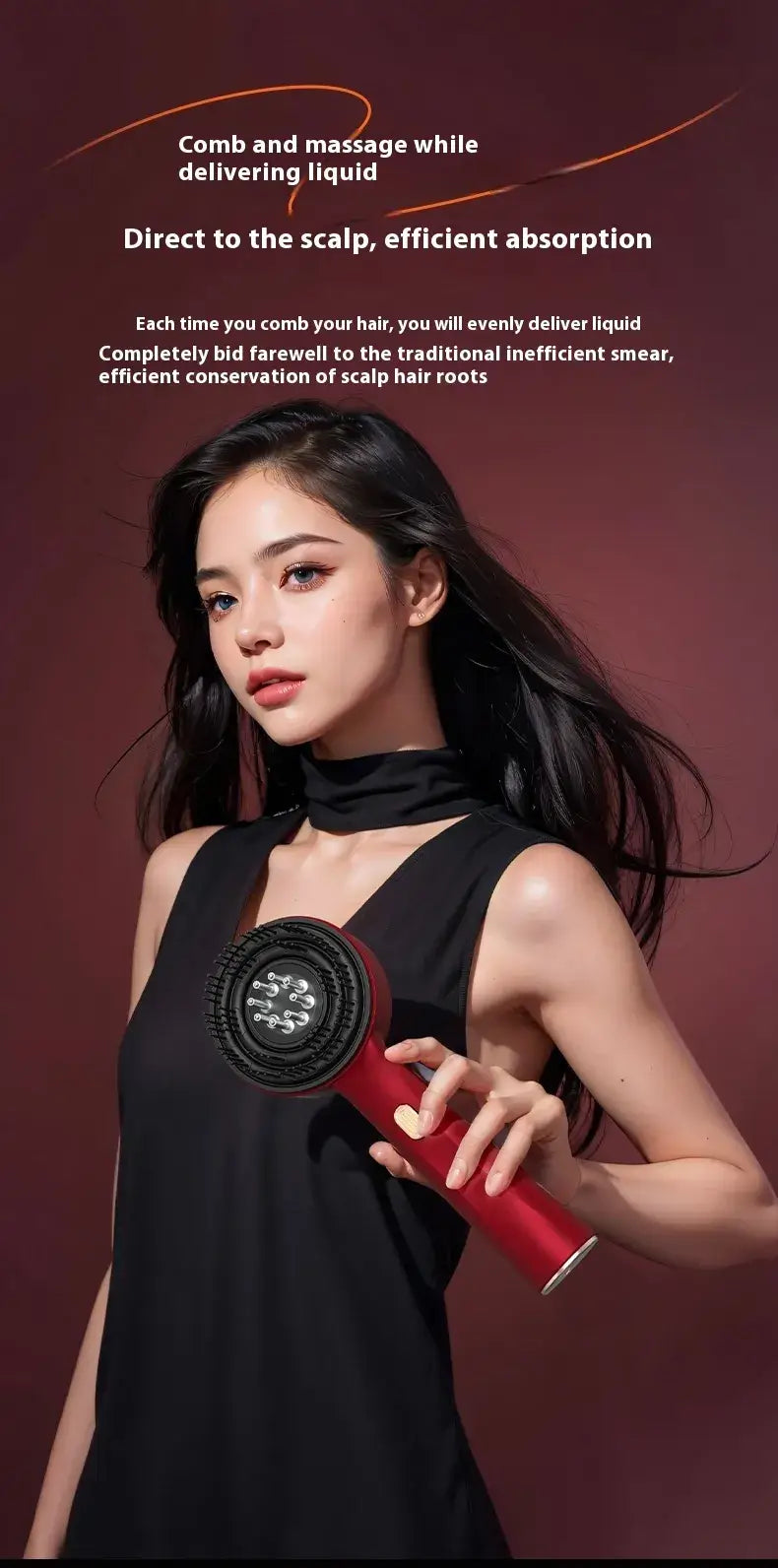 Electric Scalp Massage Comb providing a soothing scalp massage and efficient absorption of liquid.