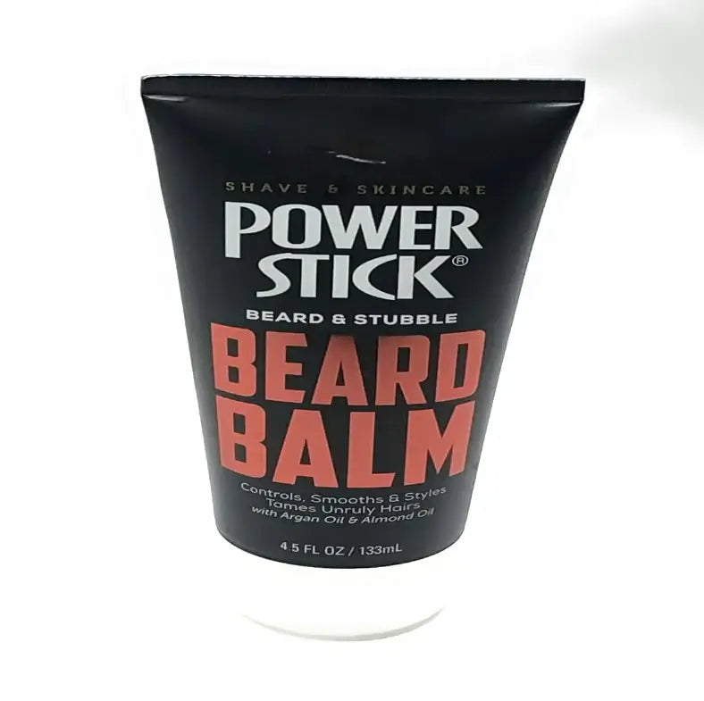 Skincare Power Stick Beard & Stubble Beard Balm in a black and orange tube for grooming and beard care.