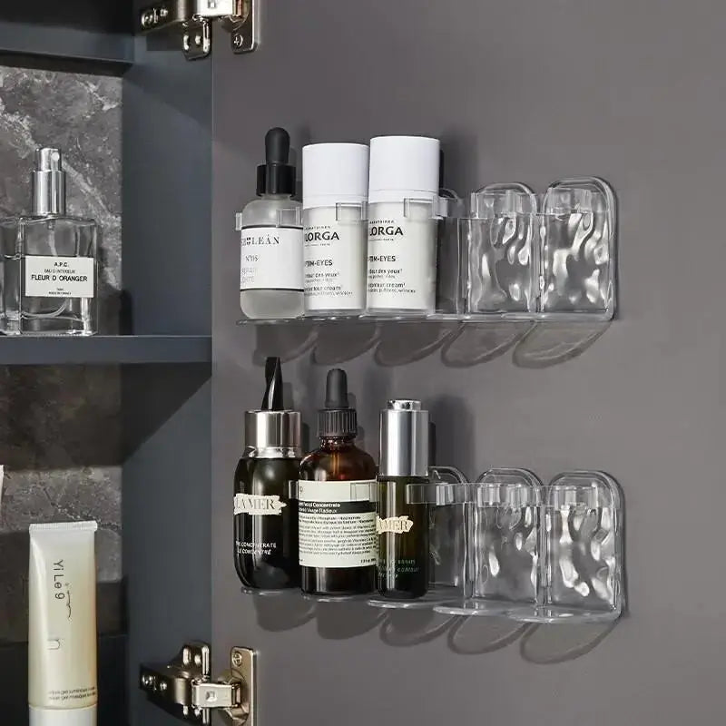 Glacier Pattern Bathroom Organizer for Skincare with clear storage compartments for skincare bottles.