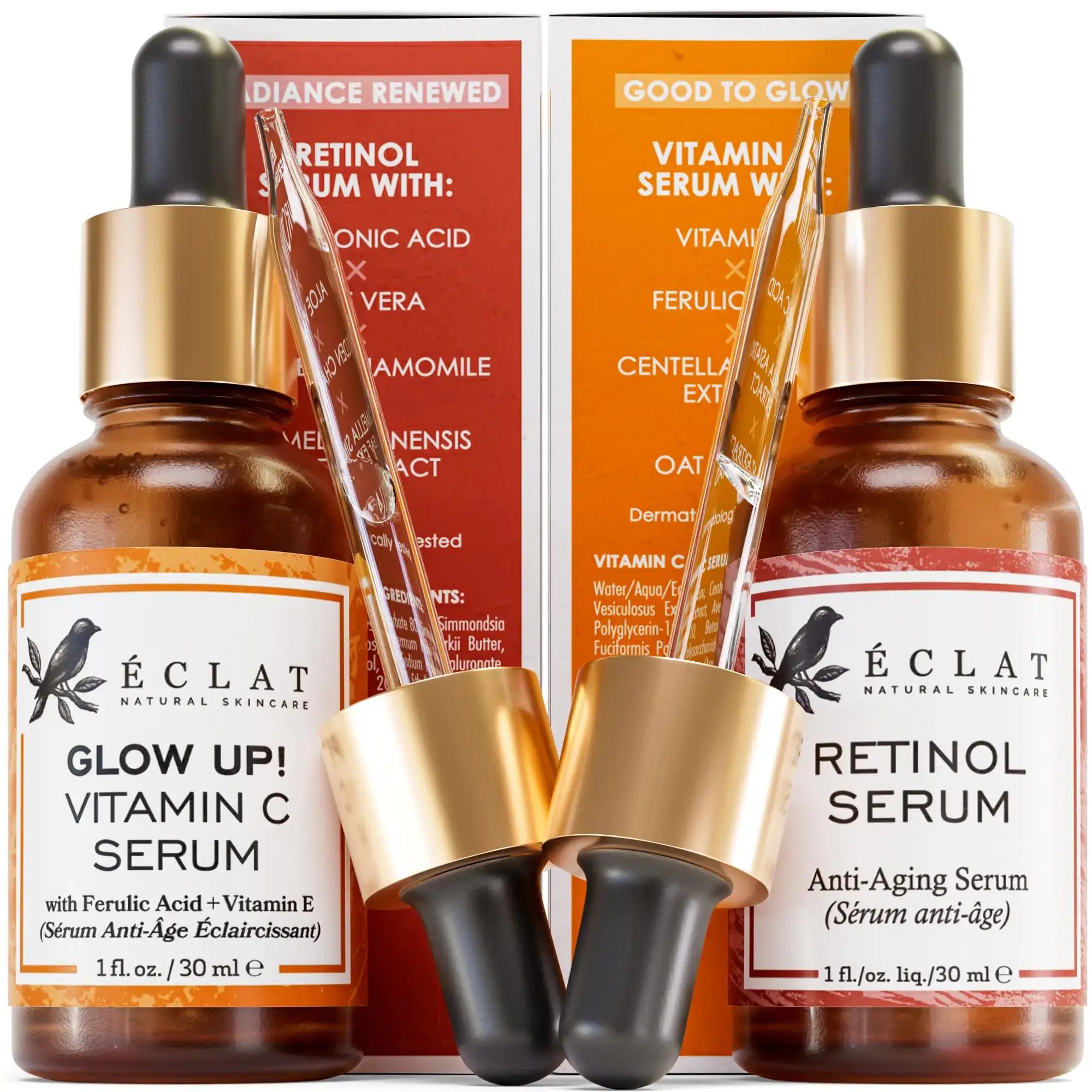 Skincare Face Serum Set | Hydrating & Anti-Aging Formula featuring GLOW UP! Vitamin C and Retinol serums.