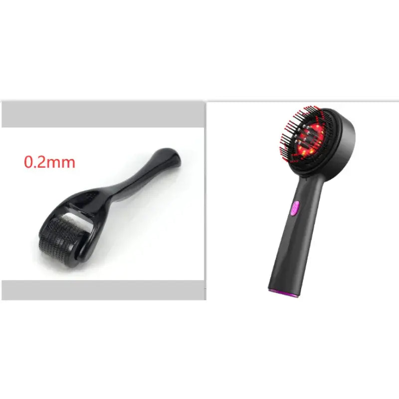 Electric Scalp Massage Comb with red light therapy and hair care roller for healthy hair growth.