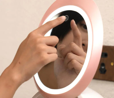 Desktop Makeup Box with LED Mirror and Skincare Holder