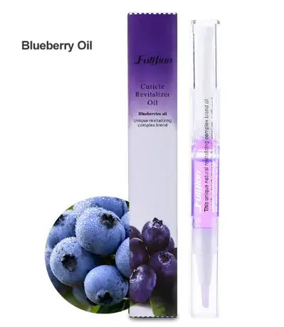 Fruit-Scented Nail Care Oil and Nourishing Pen with blueberry oil for healthier nails and cuticles.