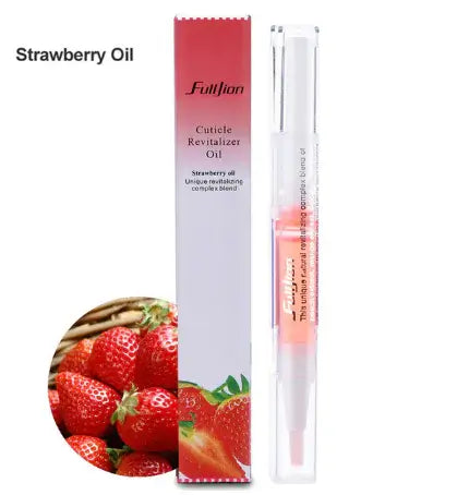 Fruit-Scented Nail Care Oil in a pen with strawberry design for nail nourishment